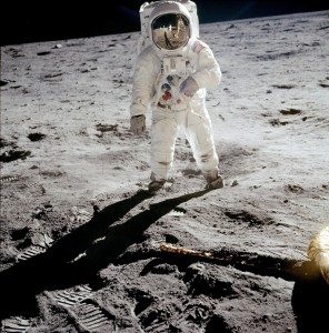 Buzz Aldrin on the moon in 1969