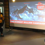 Draper Ultimate Folding Screen used in an Everest Million fundraising presentation at Covent Garden.